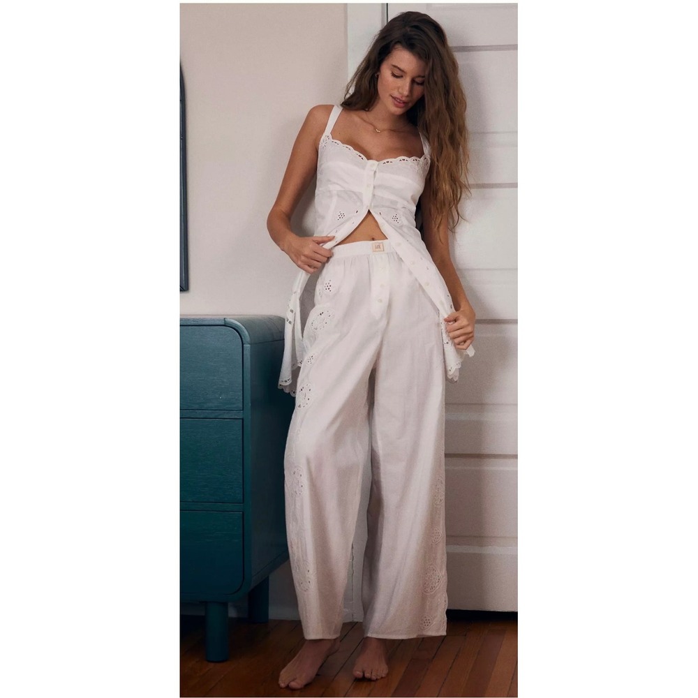 ANTHROPOLOGIE LyreBird Eyelet Embroidered Boxer Pants SZ XL NWT